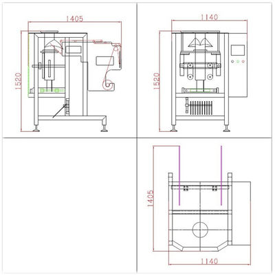 Stainless Steel 304 Vertical Form Fill Seal Machine 520mm