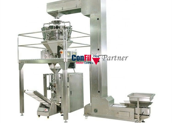 10 Heads Automatic Weighing Packing Machine For Pancakes Bakery VFFS Packing Line