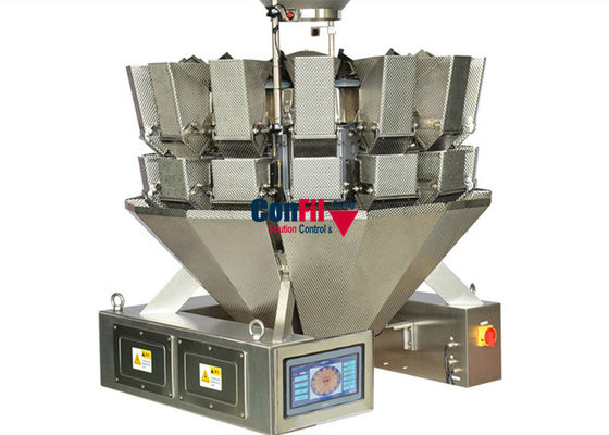 14 Head Multihead Weighing Machine For Filling Prawn Shrimp Ready Tray Conveyor